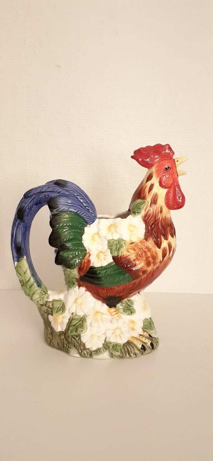 Vintage slip rooster pitcher