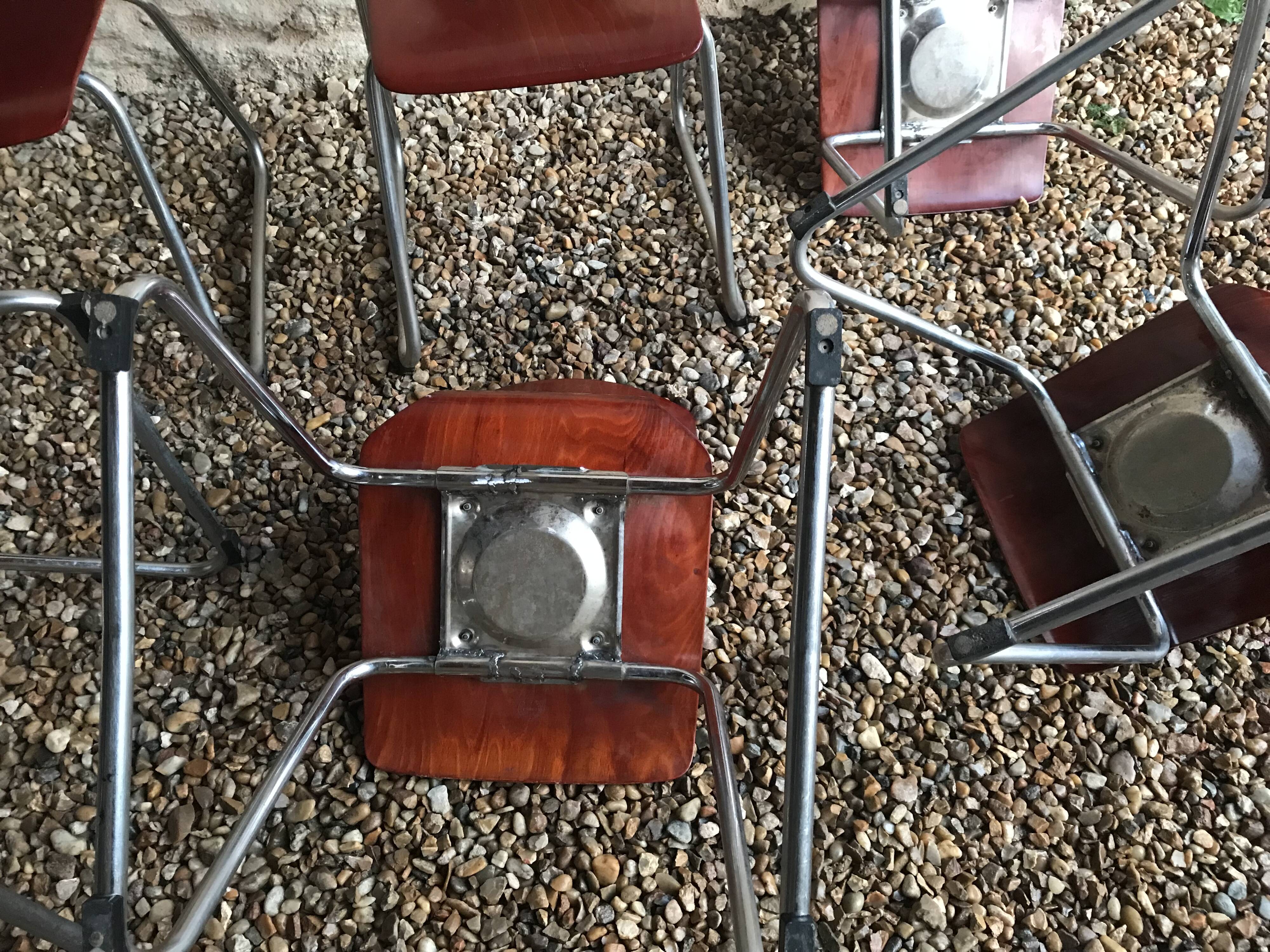 Set of 6 vintage Pagholz Flötotto stackable chairs in Pagwood