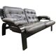 Vintage brown leather two-seater sofa