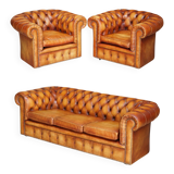 Chesterfield suite three-piece leather set
