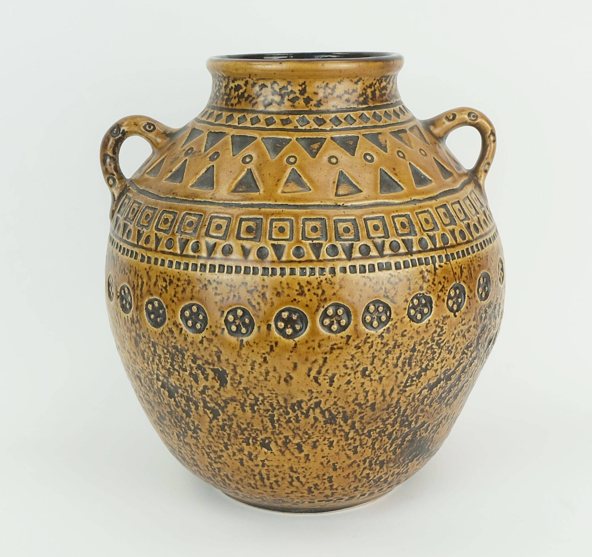 Large mid century modern ceramic vase abstract decor 1960s 70s