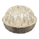 Glass flower stand with woven metal support