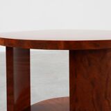 Round Art Deco coffee table in burl veneer, France ca. 1920