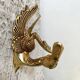 Double coat hook in Hollywood Regency style, brass swan
