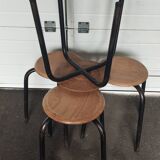 Set of 4 metal and wood school stools