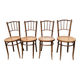 Quatre chaises bistrot bois et cannage XXème