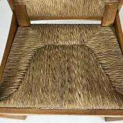 Set of 2 Vintage armchair easy chairs oak & seagrass 60s mid-century