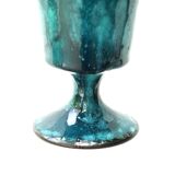 Blue chalice-style vase by Jean Robert Forget, 70s