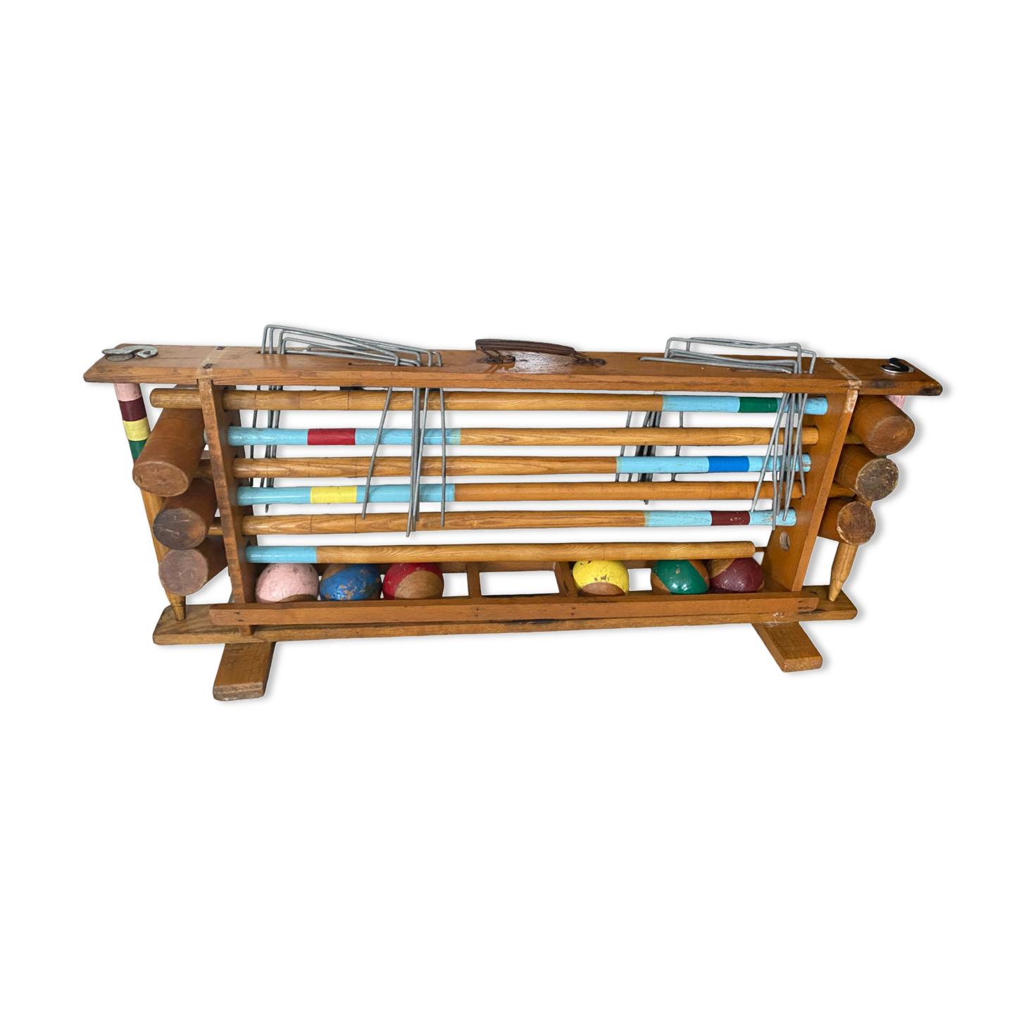 Old wooden croquet game