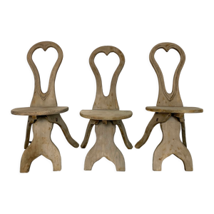 Lot de 3 chaises art