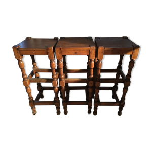 Lot de 3 tabourets en chêne