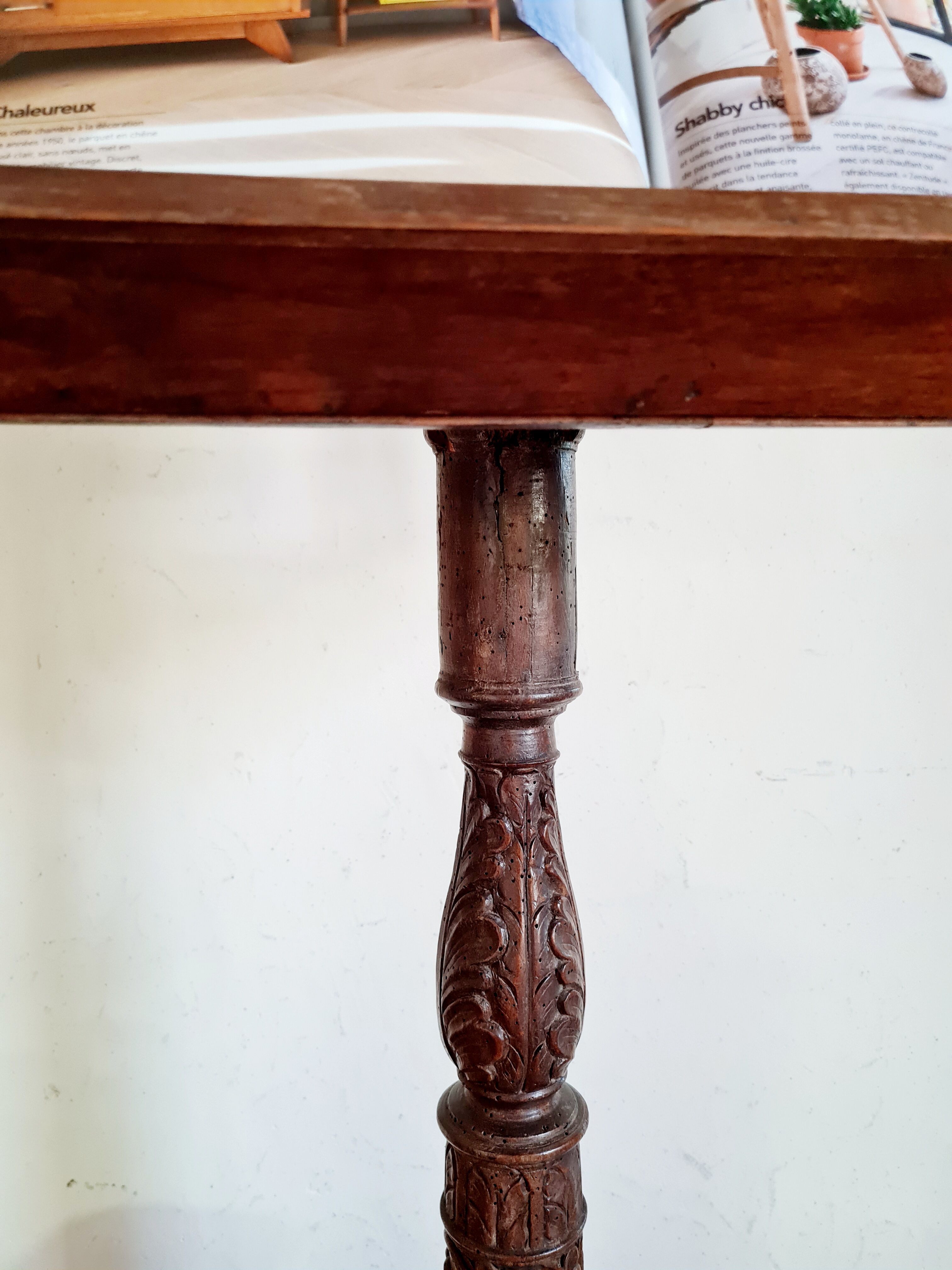 Old carved wooden church desk