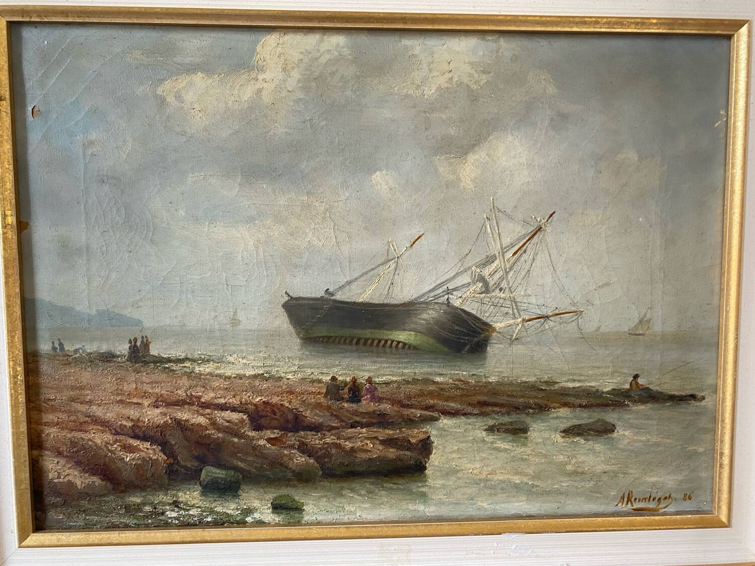 Signed stranded boat from 1886