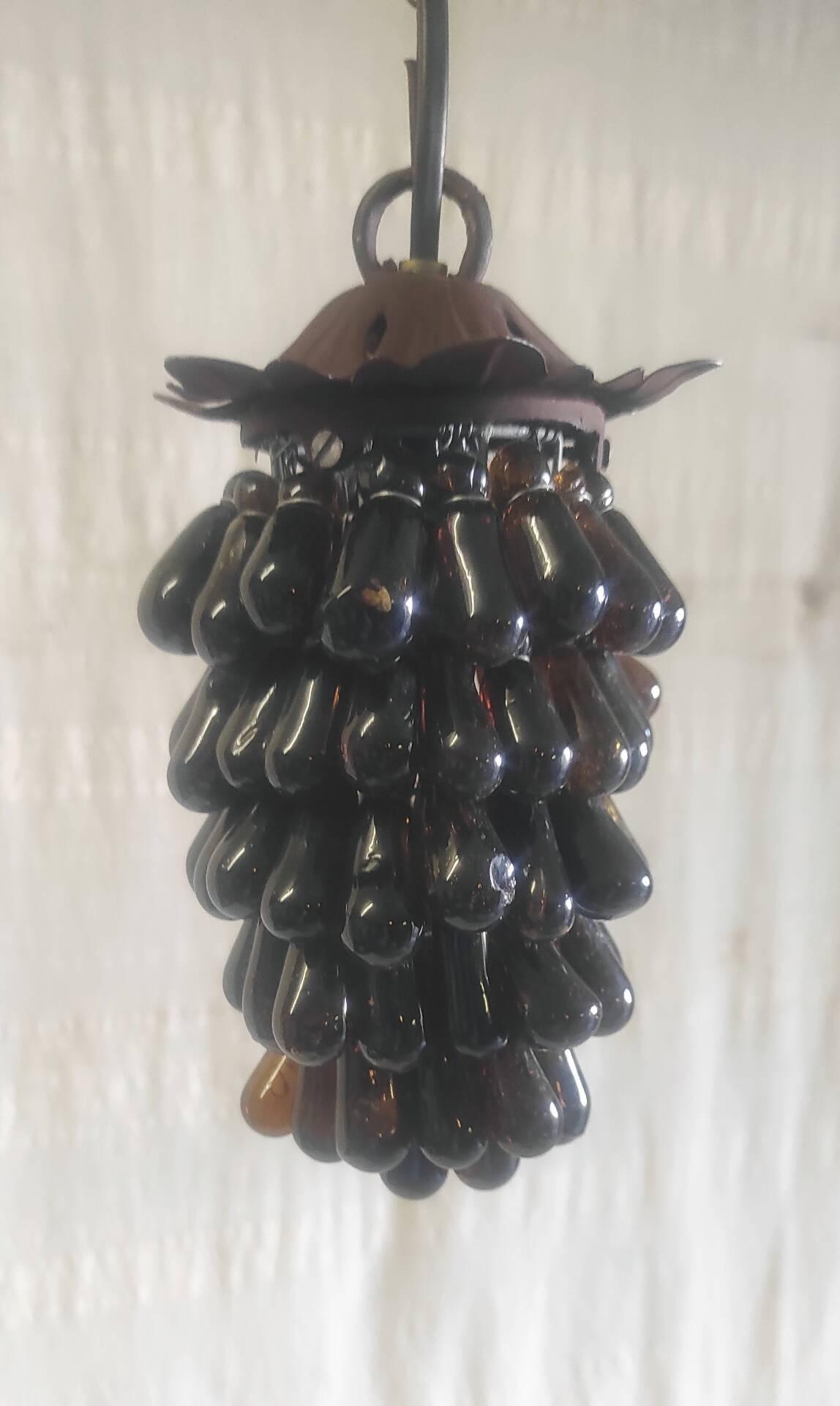 Amber Murano glass cluster pendant - mid 20th century