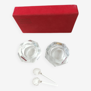 Paire salerons cristal taillé Baccarat_coffret complet