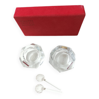 Paire salerons cristal taillé Baccarat_coffret complet