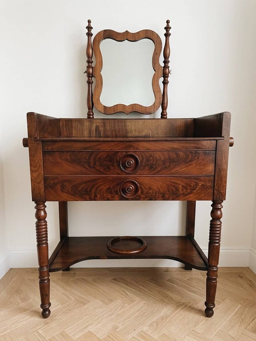 Vintage dressing table set: natural wood 80L x 39D