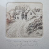 Miniature etching, bertheleme 1983: old village of lothay finistère bretagne 29 signed numbered