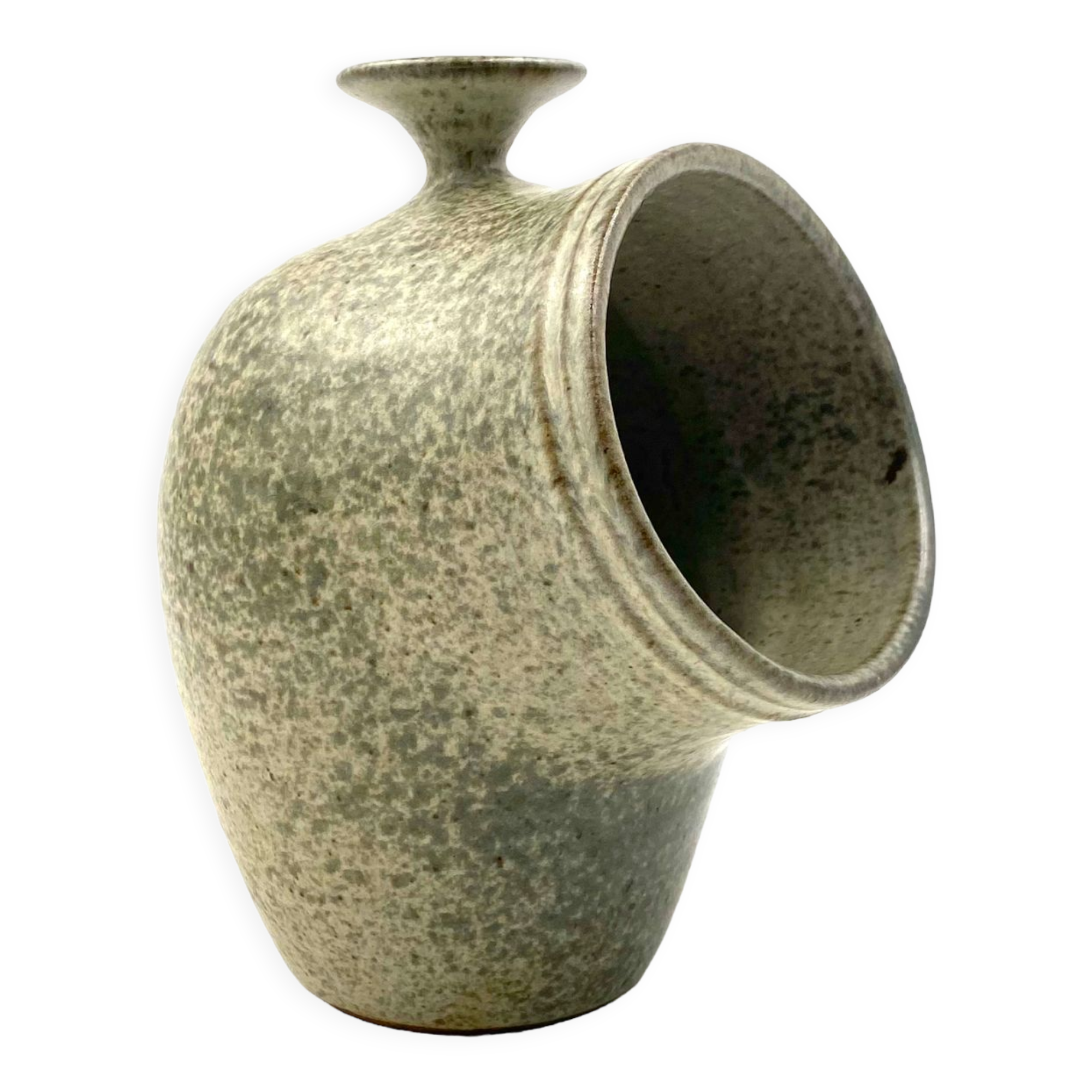Organic green ceramic vase, France 1960s