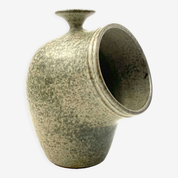 Organic green ceramic vase, France 1960s