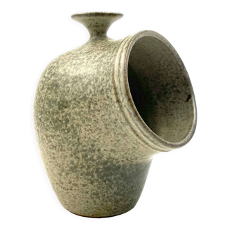 Vase en céramique verte biologique, France 1960s
