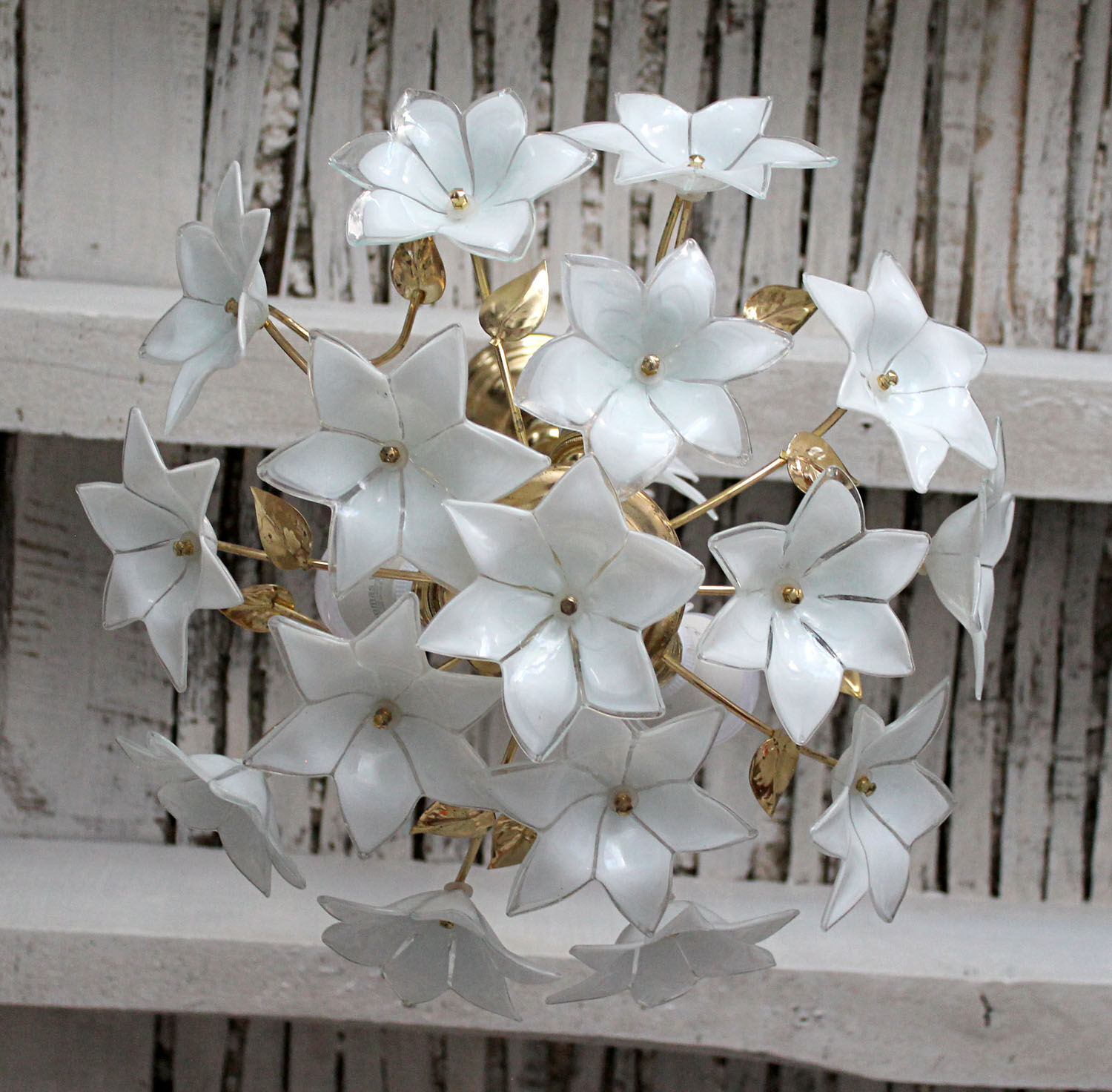 Murano and brass glass flowers