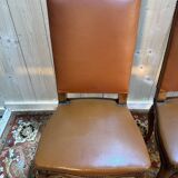 Set of 4 Louis XV style chairs in leather.