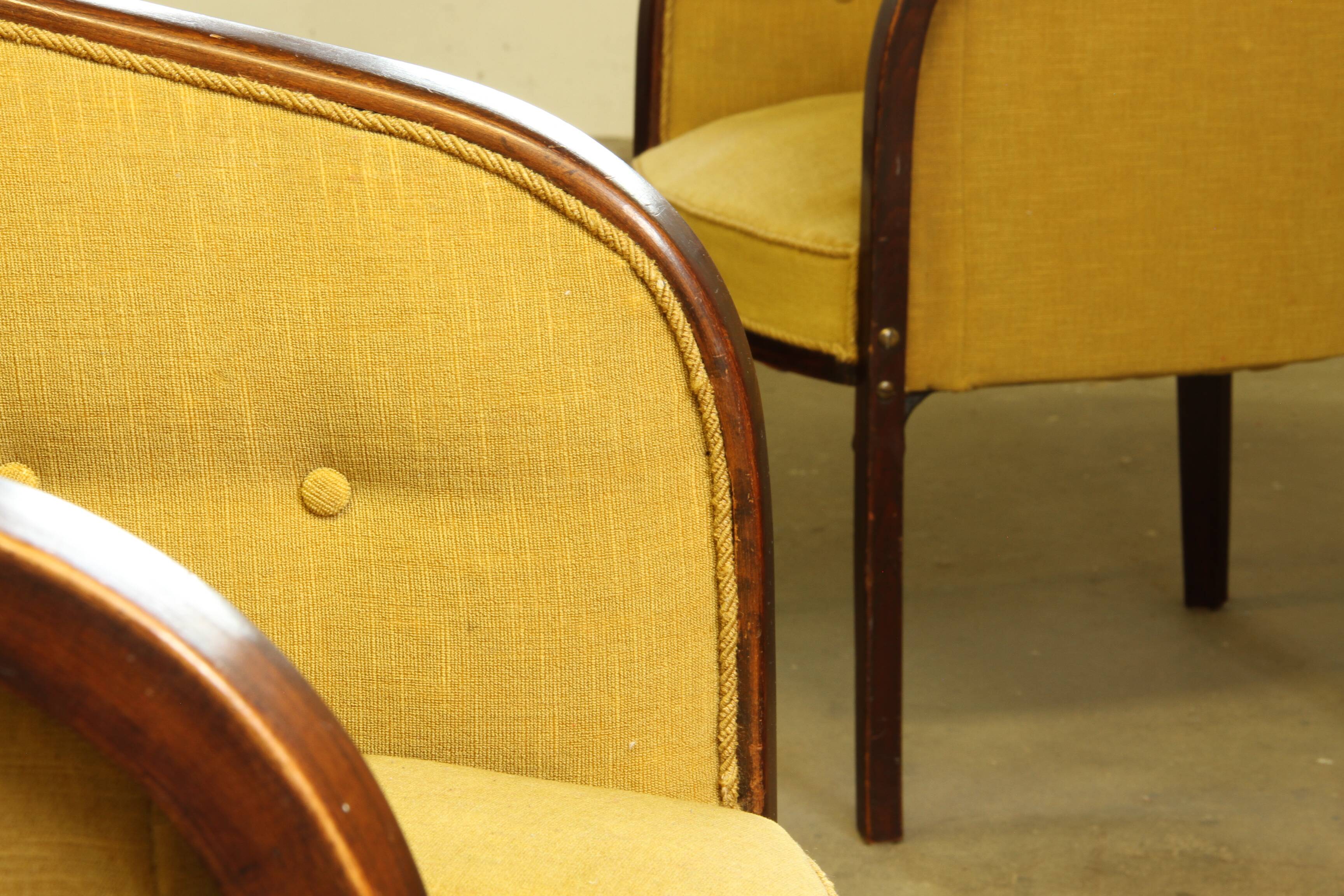 Vintage 1910s Josef Hoffmann Easy Lounge Chairs, Style of Gatsby