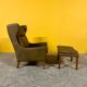 Fauteuil en cuir vintage danois à dossier haut années 1960