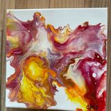 Acrylic triptych painting on canvas