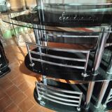 Bar set, tempered glass shelf and 2 stools