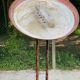 Vintage Italian floor lamp with burgundy marble effect and round dome
