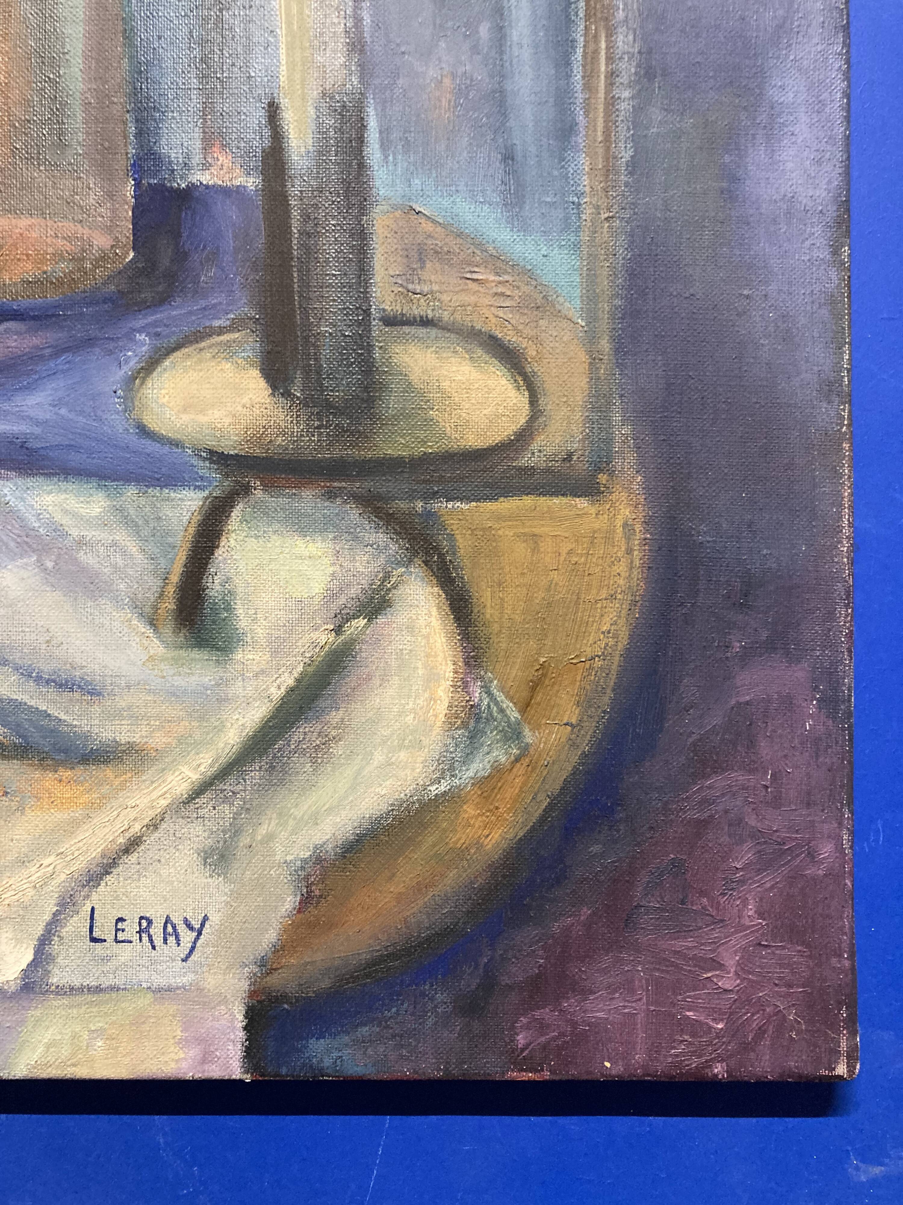 Leray, "In Front of the Window", fauvist still life, oil on canvas