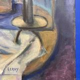 Leray, "In Front of the Window", fauvist still life, oil on canvas