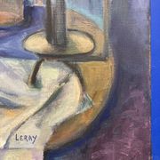 Leray, "In Front of the Window", fauvist still life, oil on canvas