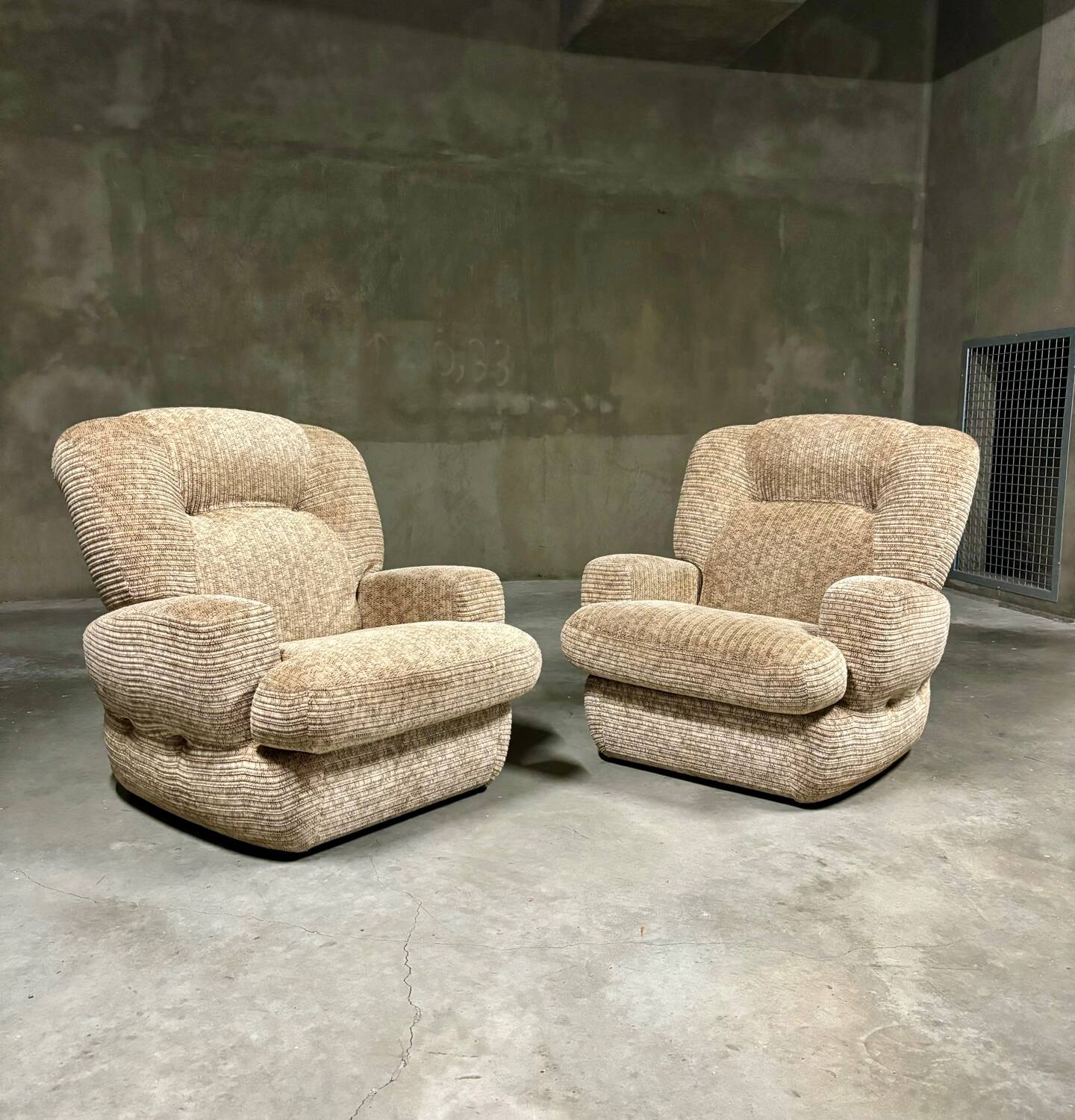Pair of seventies foam armchairs