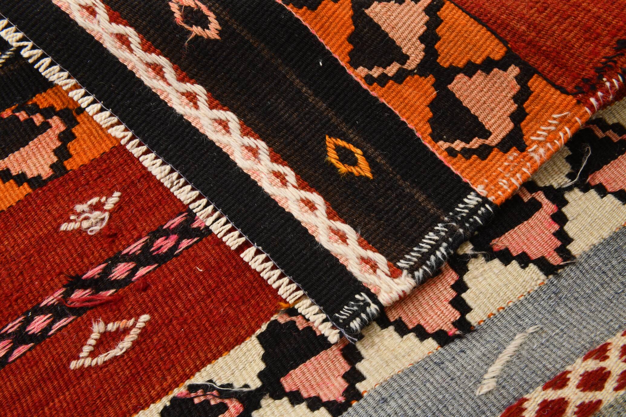 3x12 Pastel Tons Handwoven Pattern Kilim Rug, Rug For Hallway