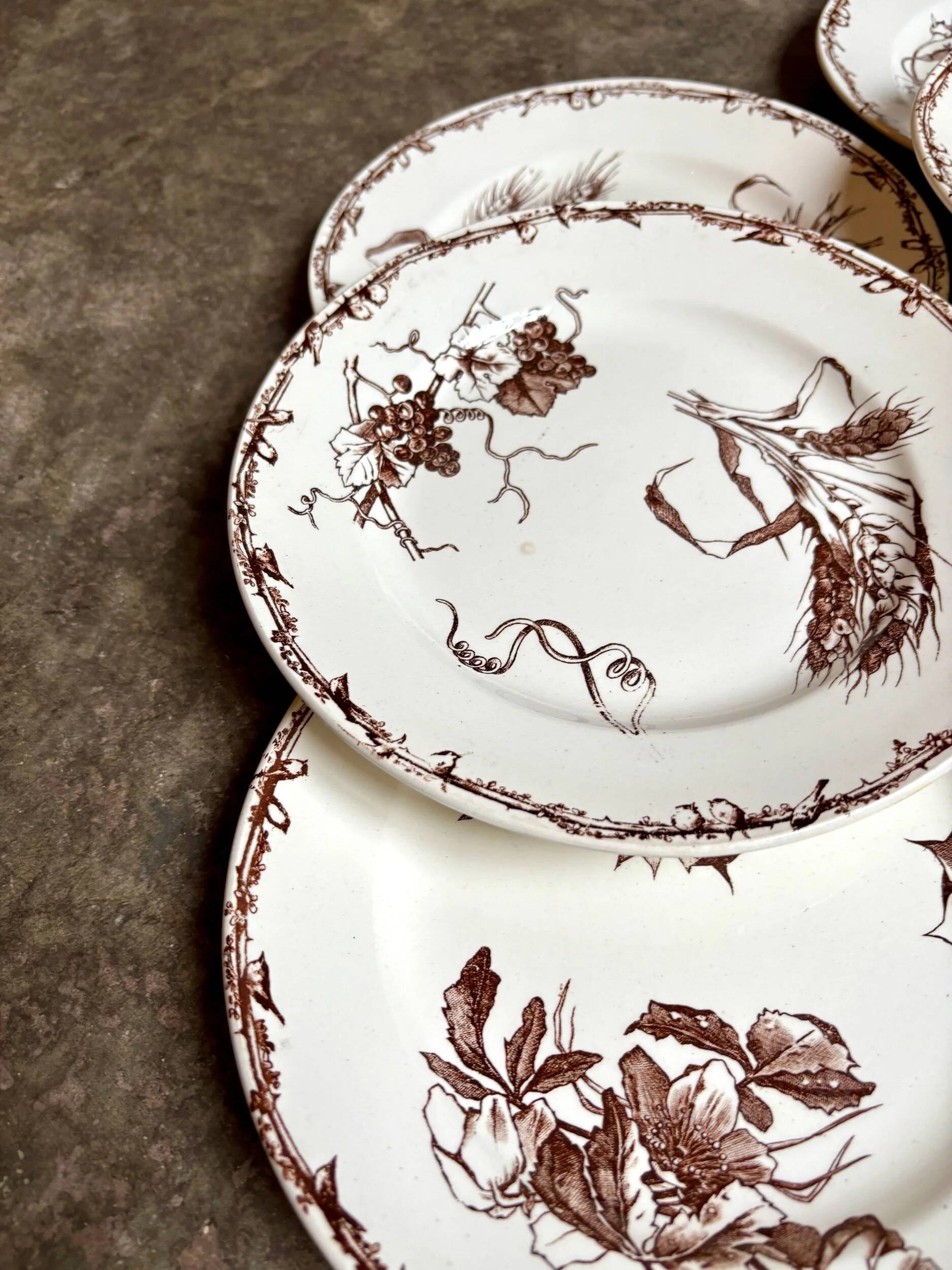 6 assiettes à dessert HB & Cie en terre de fer marron