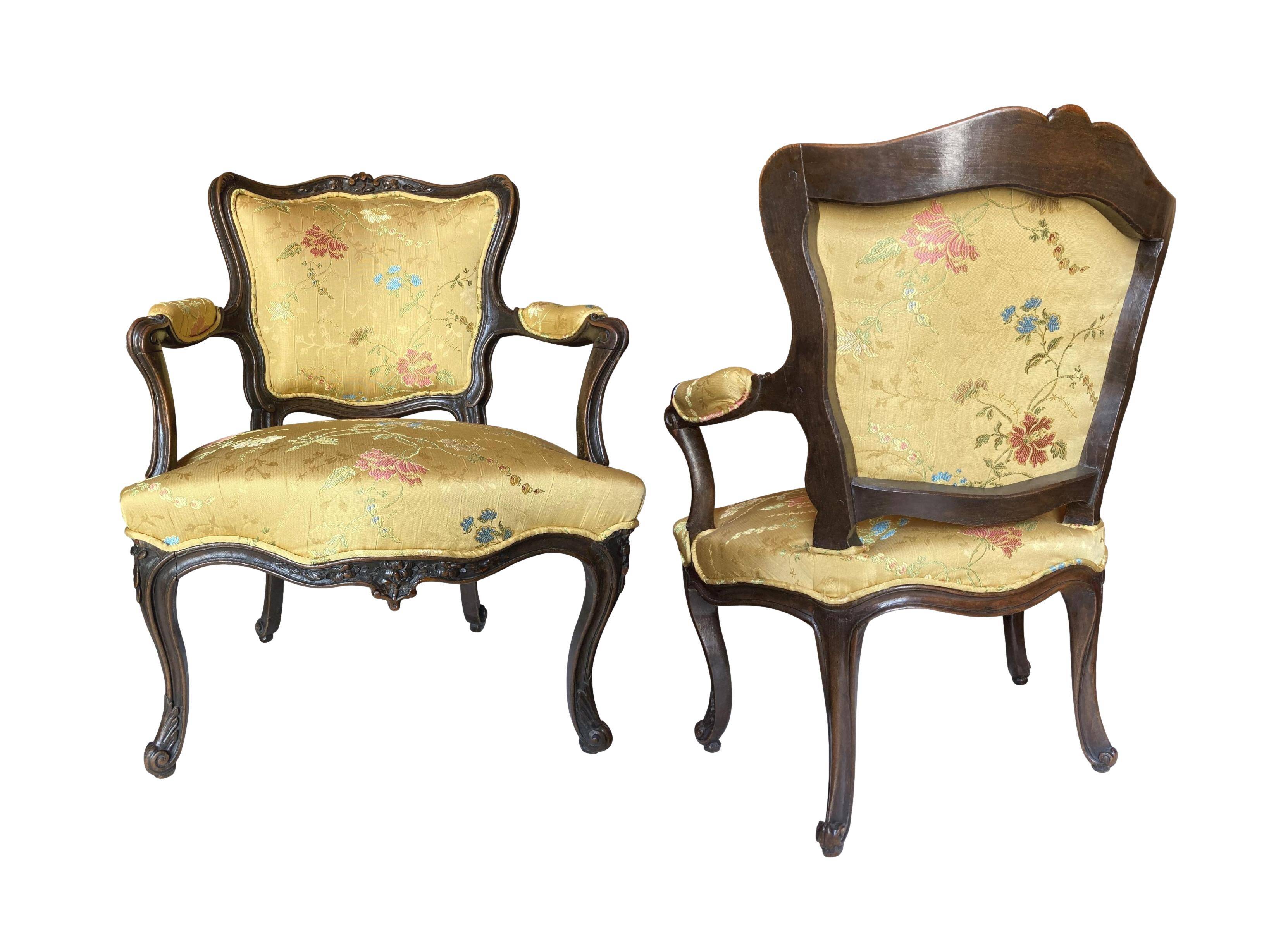 Pair of Louis XV period armchairs