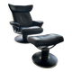 1 Stressless Jazz armchair - black leather and its ottoman