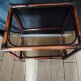 Rattan and smoked glass side table