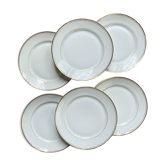 6 Small vintage French plates in golden white Limoges porcelain