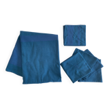 Damask tablecloth and napkins, monogrammed YJ dyed - Cotton - 150x170cm