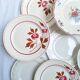 Vintage flower dessert plates from Sarreguemines, Longwy, and Lunéville.