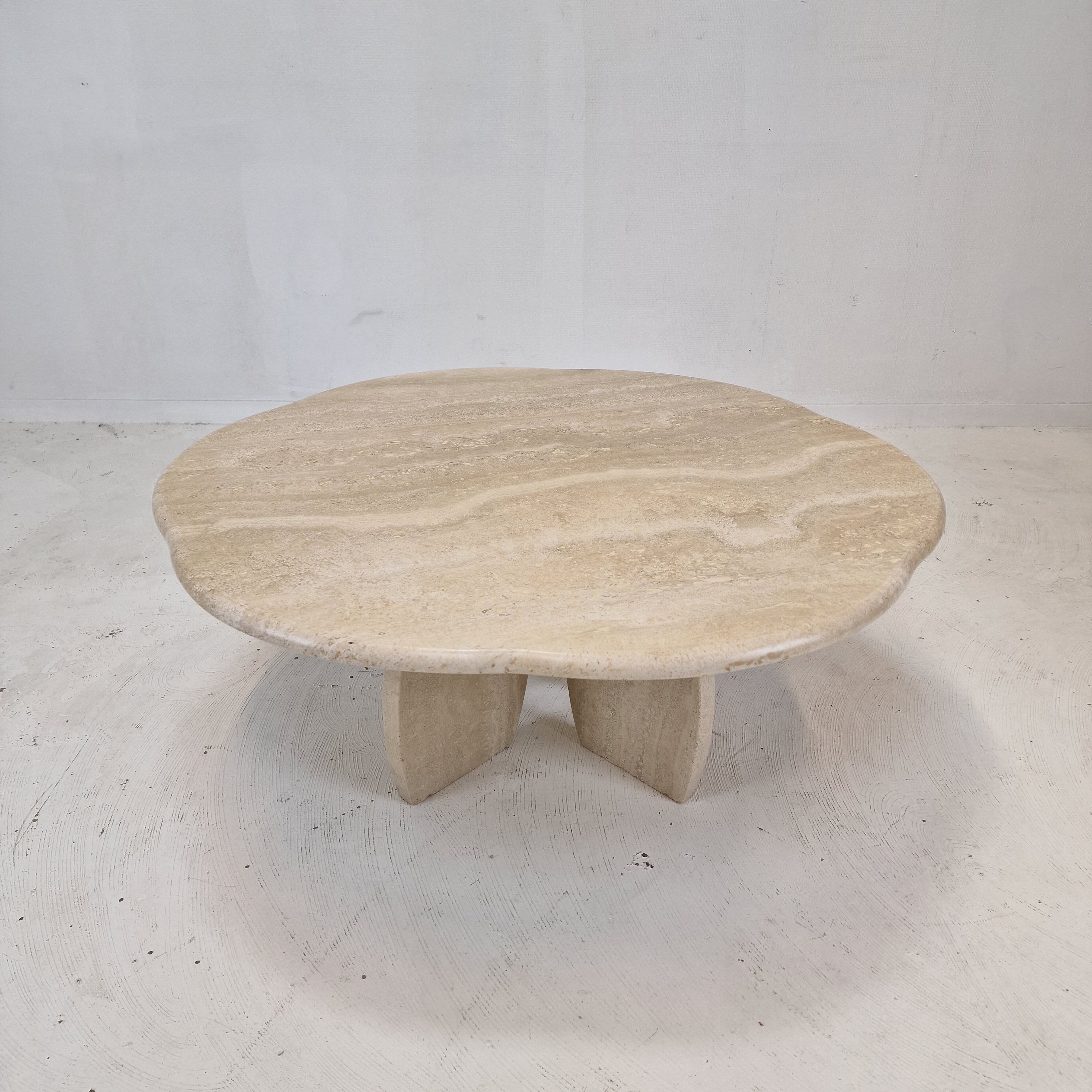 Italian travertine coffee table, 1980s