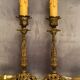Pair of candlesticks mounted in late nineteenth century bronze lamp base Renaissance style