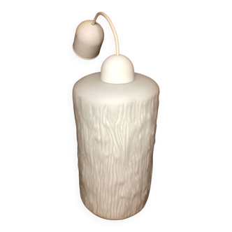 Old LOUIS KALFF Style Pendant Lamp White Opaline ReliefVintage #A445