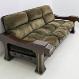 Luciano Frigerio Mid-Century Modern Italian Wood and Suede Sofa "Ussaro",70