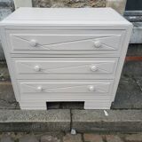 Commode vintage table à langer blanc poudré