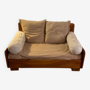 2-seater vintage teak sofa 1950